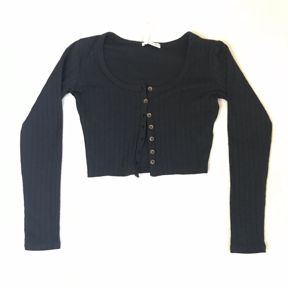 Black long sleeve crop top - Picture 2 of 4